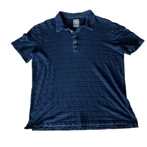 Men’s Cooper Jones Supply Indigo Button Front 100% Cotton Short Sleeve Polo XL